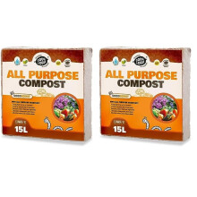 Coco & Coir Peat-free Compost. Potting Compost with 6 months Nutrition. Coir Soil for Plants Indoors/Outdoor- Coco Boost (15L / 1KG) (Pack of 2)