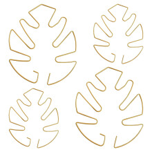 4Pcs Monstera Plant Support, 2 Size Leaf Shaped Golden Plant Support Climbing Plant Stem Stand Hooks, Monstera Stabilizer Stakes Grapple Holder Clamp