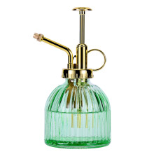 Eidoct Glass Plant Mister Spray Bottle, 6.5" Green Glass Water Spray Bottle with Gold Top Pump Small Watering Can, Small Plant Sprayer Mister for Ind
