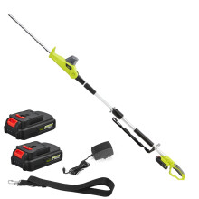 DEWINNER Cordless Pole Hedge Trimmer, Telescopic Long Reach Extendable Cutter for Hedges, with 2 Batteries 20 V 2Ah and Charger, Blade Length 51cm, S