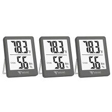 DOQAUS Digital Room Thermometer Indoor 3 Pack, Indoor Hygrometer Mini Room Temperature Monitor, Humidity Reader for Home Office Baby Room(Grey)