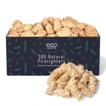 Eco Barn Natural Firelighters (Box of 300) Natural Fire Lighters for Wood Burners, Pizza Ovens & Open Fires. BBQ Lighters, Fire Starters for Log Burn