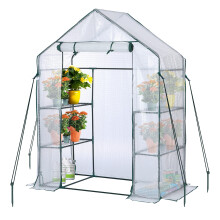 EPROSMIN Walk In Greenhouse with Steel Frame and Reinforced PE Plastic Cover, 3 Tier 4 Wired Shelves, Greenhouse/Plant Nursery for Small Gardens, Pat