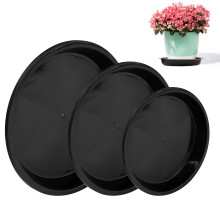 Deepton 12 Pack Plant Pot Saucers, 14/16/18 cm Round Plant Saucers, Plastic Plant Pot Trays, Black Plant Trays for Pots, Flower Pot Drip Trays for In