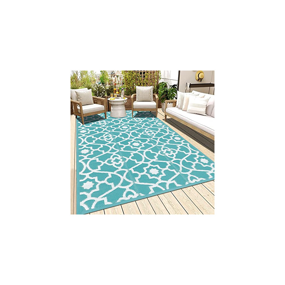 Enyhom Waterproof Outdoor Rugs, 120 X 180 Cm Lightweight Reversible Portable Patios Mats Durable Recycled Plastic Straw Rug High Traffic Foldable Flo