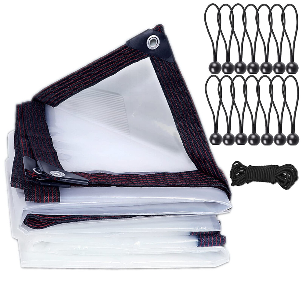 Clear Tarpaulin Waterproof Heavy Duty,With Eyelets Tarpaulin Cover,Windproof Transparent Tarpaulin Cover,For Plant Greenhouses, Gardens And Balconies 6458196788891