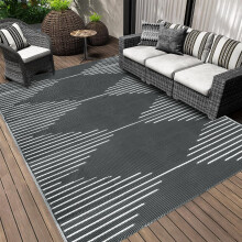 Falflor 270X365cm Large Plastic Outdoor Carpets for Patio Waterproof Reversible Recycled Rug UV Resistant Picnic Blanket Lightweight Outdoor Mat for