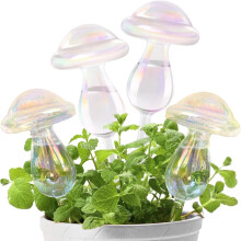 E-feilai Colorful Plant Watering Globes for Gift, Mushroom Plant waterer, Self Watering Dripper,Plant Watering Spikes,Glass Watering Stake (4, Colorf
