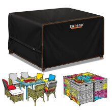 Enzeno Rattan Garden Furniture Covers Waterproof for outside, 125x125x74cm,Patio cube Set Cover,Heavy Duty Garden Square Table Cover with Air Vent