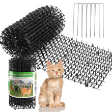 EVADOW 200cm*30cm Cat Scat Mats with Spikes, Plastic Anti Cat Repellent Mats with 6pcs U Shape Garden Staples for Indoor Sofa and Balcony, Black Anti