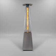 REALGLOW Real Flame Outdoor Pyramid Patio Heater in Stainless Steel - 13KW Propane Gas Standing Floor Heater for Outdoors & Gardens - Outside Space H