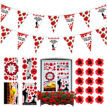 Lest We Forget Bunting 5m, Lest We Forget Window Stickers, Poppy Silk Flowers Remembrance Day Bunting Poppy Window Stickers Poppy Bunting for Remembr