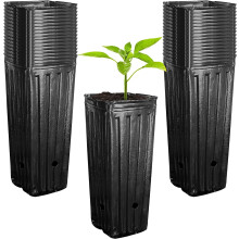 50Pcs Tall Tree Pots - Plastic Deep Nursery Treepots -30cm Tall Seedling Flower Plant Container Pots for Indoor Outdoor Garden Plants