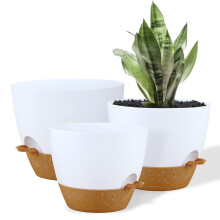 FORAGIFT 25/23/20cm Self-Watering Plant Pots Indoor, 3 Pack Large Plastic Plant Pots with Deep Reservior and High Drainage Holes for Indoor Outdoor P