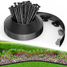 Fixmend Lawn Edging, 10m Garden Edging Border with 30 Pegs, Plastic Garden Borders Edging, Flexible for Flower Beds Edging, Grass Edging, Lawns and P