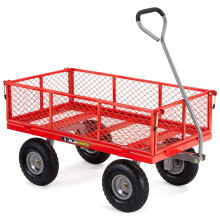 Gorilla Carts Steel Utility Cart with Removable Sides - Heavy-Duty Garden Wagon with 800 lb Capacity, Durable Steel Frame, Pneumatic Tires, Removable