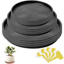 GAOHAN 12 Pack Plant Pot Saucers, Durable Plastic Plant Trays for Pots,Plant Pot Trays in 3 Sizes,Waterproof Plant Saucer Black - Ideal for Garden,Ba