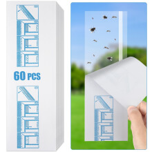 Flintronic 60-Pack Windows Fly Traps, Fly Paper Sticky for Indoors, Non-Toxic Fly Catcher Clear Trap for Insect, Bugs, Fly & Fruit