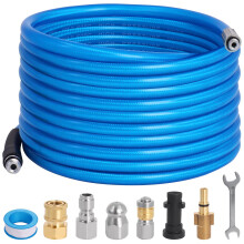 15M Pressure Washer Drain Jetter Compatible with Karcher K2-K7 Series and Bosch Pressure Washers 5800 PSI Sewer Jetting Hose Cleaning Kit with Jet No