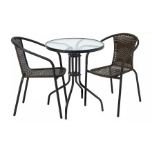 Garden Store Direct Rattan 3 Piece Tasmania Bistro Garden Furniture Set Outdoor Patio Chairs And Steel Table For Al-Fresco Dining, BBQ's