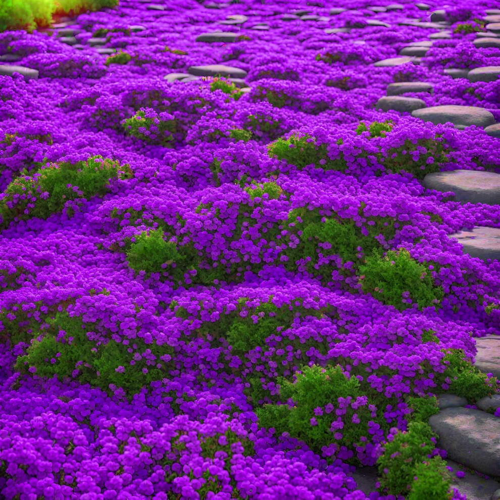Creeping Thyme Plant(~210000pcs), Wild Thyme Flower Seeds Rock Cress Ground Cover Seeds, Carpet Evergreen Plant for Landscaping, Lawn Alternative