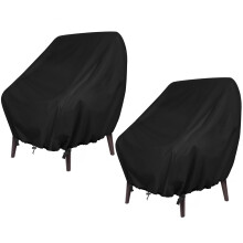 GARPROVM Garden Chair Covers Waterproof 2 Pack, Outdoor Heavy Duty 420D Oxford Fabric Patio Cover With Buckle Strap for Stacking Chairs Armchair (Bla