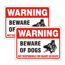 Goodvia Beware of The Dog Sign Aluminum 7 x 10 Inches, 2 x Beware of The Dog Metal Signs Outdoor Reflective Beware Dogs Sign with 4 Pre-Drilled Holes