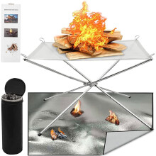Portable Fire Pits Set with Fire Pit Mat for Collapsing Stainless Steel Mesh Fireplace with Storage Bag Perfect for For Outdoor Camping, BBQ, Patio a