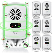 Gecool Upgraded 6-Pack Ultrasonic Pest Repeller, 4 Powerful Modes to Effectively Repel Mice, Rats, Mosquitoes, Cockroaches, Ants & Spiders Indoors, S