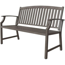 Grand patio Farmhouse Outdoor Bench, Garden Benches with Anti-Rust Aluminum Metal Frame, Faux Wood Grain Finish Frame Patio Bench for Front Porch, Sa