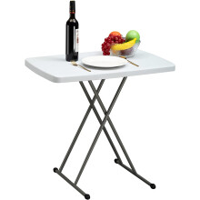HollyHOME Small Folding Table 2.5FT/76cm Foldable Dining Table for Garden Patio Balcony Camping Portable Picnic Tables Height Adjustable Trestle Tabl