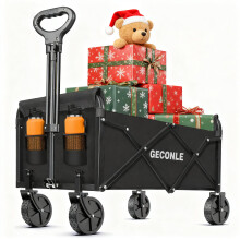 Festival Trolley Folding Trolley Cart with Wheels 100KG/220LBS - Portable Garden Wagon Cart with Drink Holders for Grocery Outdoor Sports Garden Camp