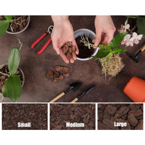 GOTVUGE Orchid Bark for Plants, Organic Pine Bark for Proper Root Development, 1L Medium (12-18mm) 2