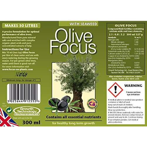 Growth Technology Ltd Olive Focus fertiliser, Brown, 300ml 1