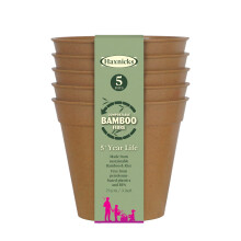 Haxnicks 5x Indoor & Outdoor Sustainable Bamboo Fibre Plant Pots | 3 Inch Diameter | Pack of 5 | Terracotta | Pot160201
