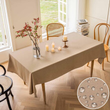 Home Brilliant Linen Table Cloth Large Rectangular Tablecloth, Wipeable Easy-Care Tablecloths for Kitchen Dining Patio Outdoor Party, Linen, 140CM x