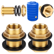 Flintronic 2PCS Brass Bulkhead Fitting, 1/2" to 3/4" Tube Adaptor Connector Hose Fitting with 4 Silicone Gaskets, Garden Hose Double Threaded Bulkhea
