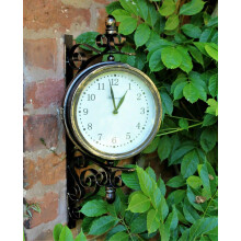 HH Home Hut Outdoor Garden wall Station Clock & Temperature with Bracket, swivels 21cm face