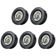 5Pcs Digital Hygrometer Thermometer Round LCD Temperature Humidity Monitor for Greenhouse Home Office Babyroom Basement Christmas New Year Gifts(Blac