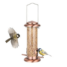 iBorn Metal Bird Feeder Hanging Wild Bird Seed Feeder for Mix Seed Blends, Niger Seed Feeder, Sunflower Heart, Birdbath, Heavy Duty All Metal Copper