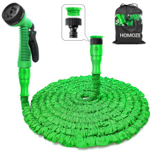 Garden Hose Pipe Expandable Garden Hose with 3/4", 1/2" Fittings, Anti-Leakage - Flexible Expanding Hose with 7 Function Spray Nozzle by HOMOZE (100F