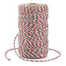 jijAcraft 100M Christmas String for Crafts: 2MM Red Green and White Cotton Bakers Twine String, 328 Feet Packing Twine for DIY Crafts, Gift Wrapping,
