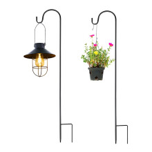2 Pack Shepherds Crook Hooks, Adjustable Height Shepherds Hooks with Base, 76 cm/29.64 in Metal Border Hook for Garden Lights, Lanterns,Plant Baskets