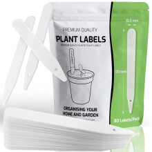 Plant Labels for Outdoor Plants - 80 Waterproof, Reusable White Plastic Plant Markers with Dual Writing Surfaces, Large 12 x 1.35 cm Garden Tags for