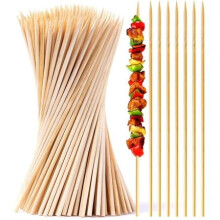 JKG 100 BBQ Bamboo Skewers Sticks - Barbeque Wooden Cocktail Skewers | Marshmallow Roasting Sticks | Extra Long BBQ Kebab Skewer Sticks Chocolate Fo