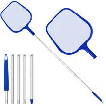 Jsdoin Swimming Pool Skimmer Net, Adjustable 5 Connecting 48Inch Aluminium Telescopic Pole, Pond Nets for Cleaning, Fine Mesh Leaf Skimmer Netting fo