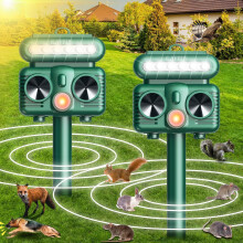 2PCS Cat Repellent for Gardens, Solar Powered Ultrasonic Animal Repeller, Waterproof with PIR Motion Sensor Activates, Cat Deterrent for Foxes, Squir