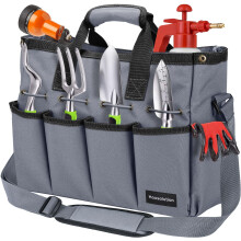 Housolution Gardening Tool Bag, Garden Tote Storage Bag with Pockets & Long Adjustable Shoulder Strap, Home Tools Organizer Garden Tool Kit Holder, S