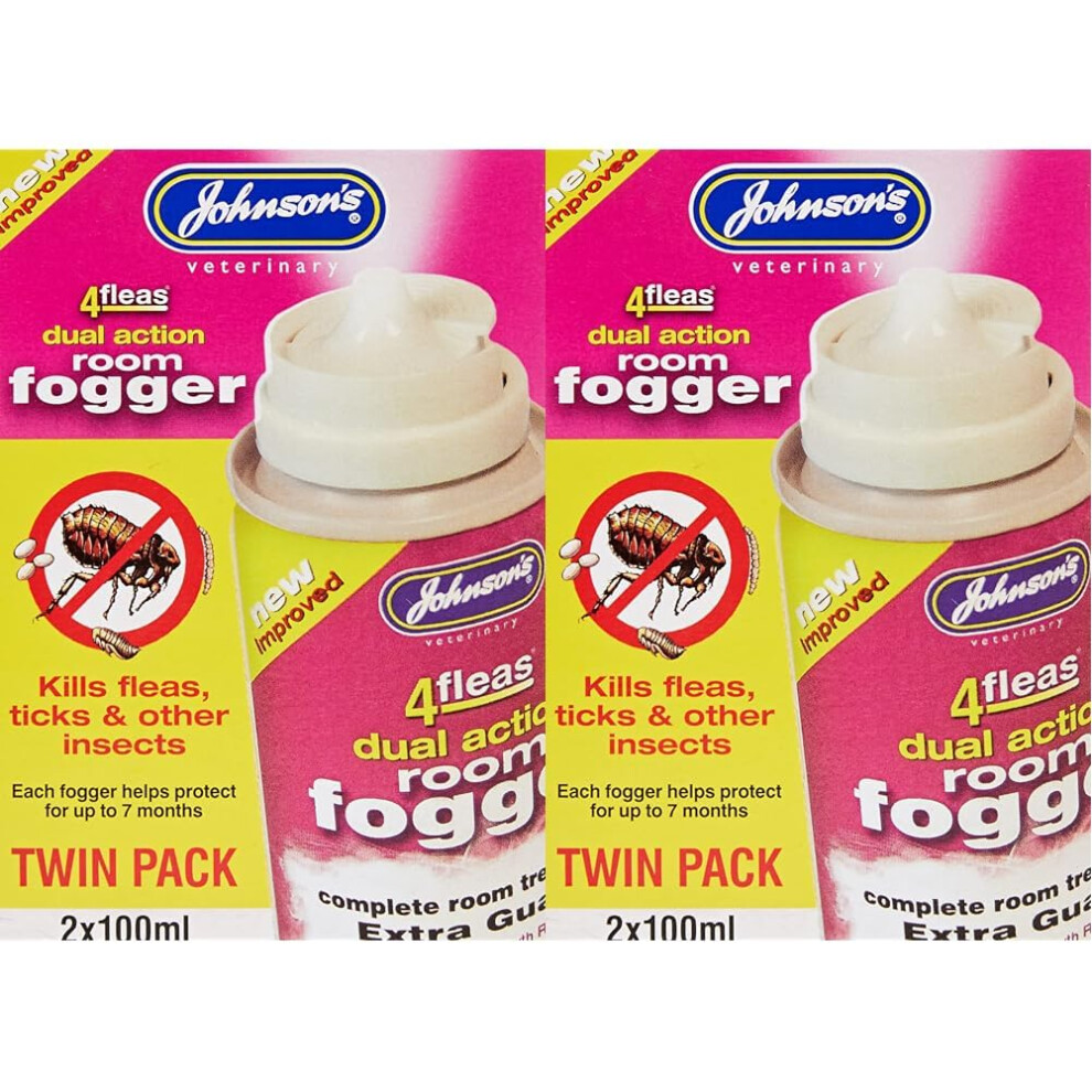 Johnson's Veterinary Johnsons Vet 4 Fleas Room Fogger Spray Twin Pack 100 Ml, 2 Count (Pack Of 2)