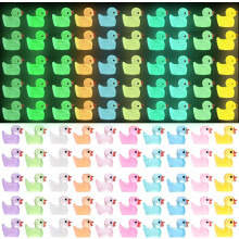 JOLCEEY 120pcs Mini Ducks, 10 Colors Resin Tiny Ducks Little Plastic Luminous Small Ducks Bulk Glow in The Dark for Aquarium Dollhouse Fairy Garden L